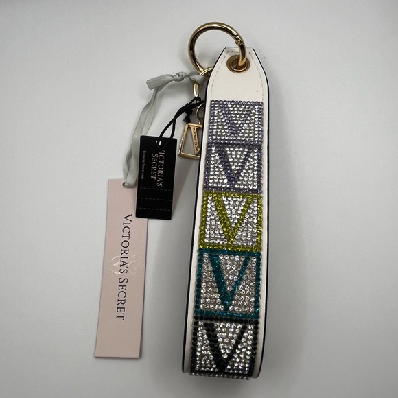VS Rhinestone Sparkle Glittering Logo Wristlet Strap Key Chain - Picture 11 of 12